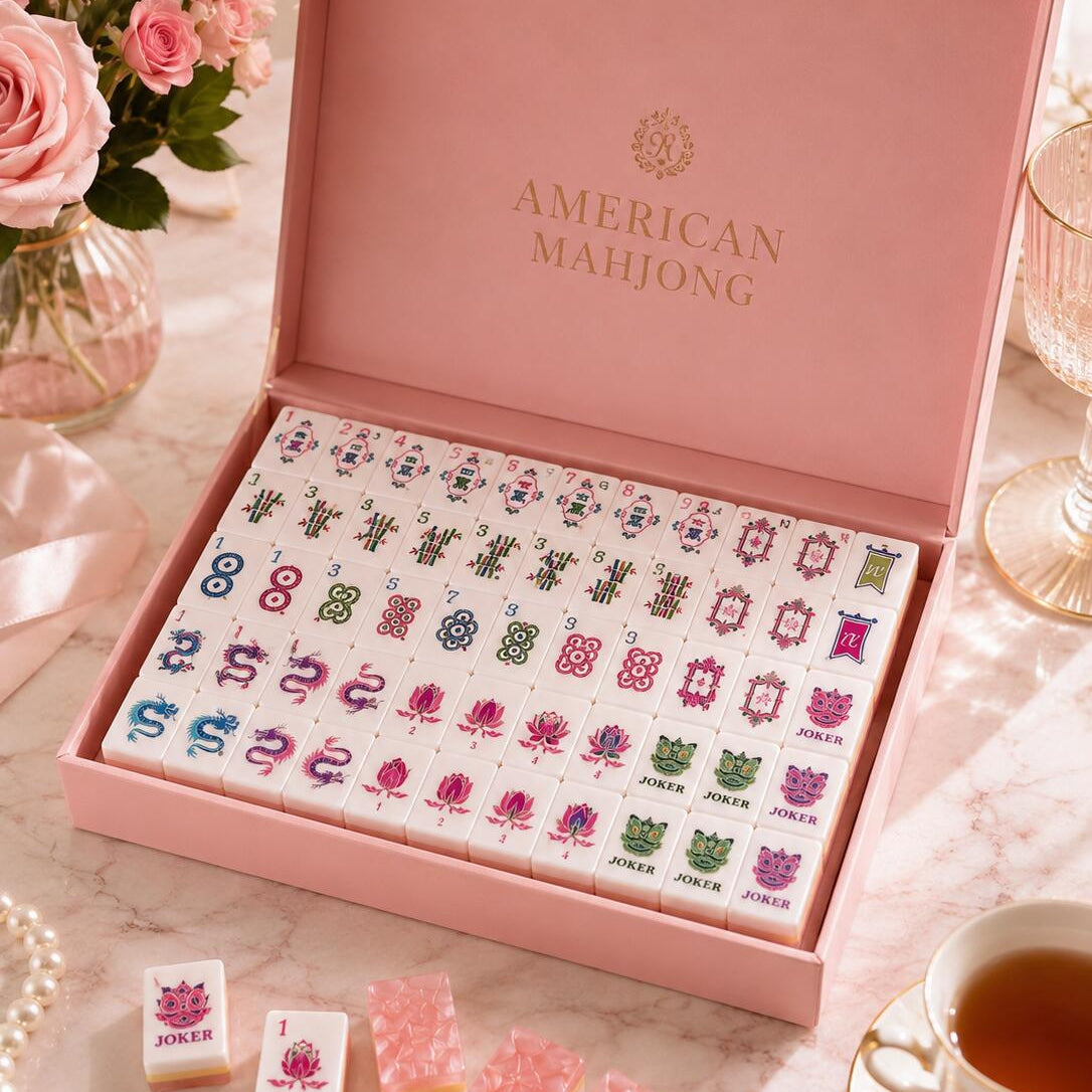 Pink Diamond Mahjong Tiles - diamond motif Joker tiles detail