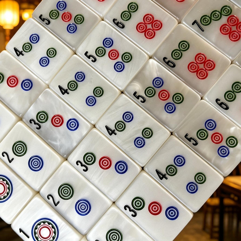 JadeVerse Mahjong Tiles - shimmer acrylic side view, multi-layer construction
图片7：