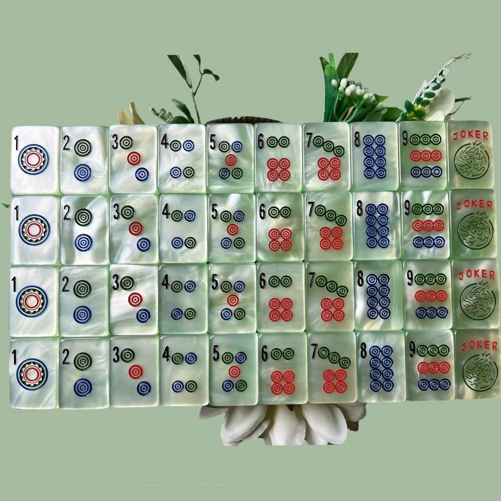 Serene Jade Mahjong Tiles - premium bone china tiles, full American mahjong set