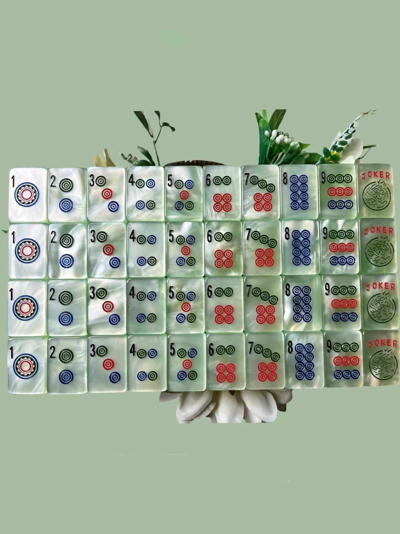 Serene Jade Mahjong Tiles - premium bone china tiles, full American mahjong set