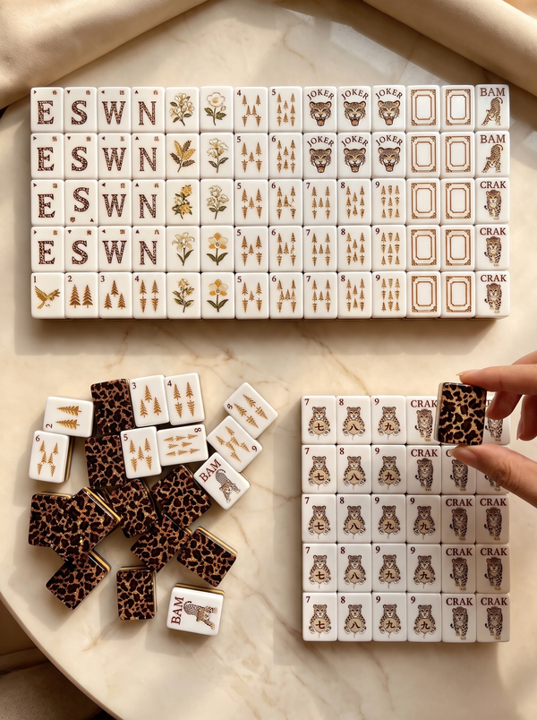 Golden Leopard Mahj Set - full tile display