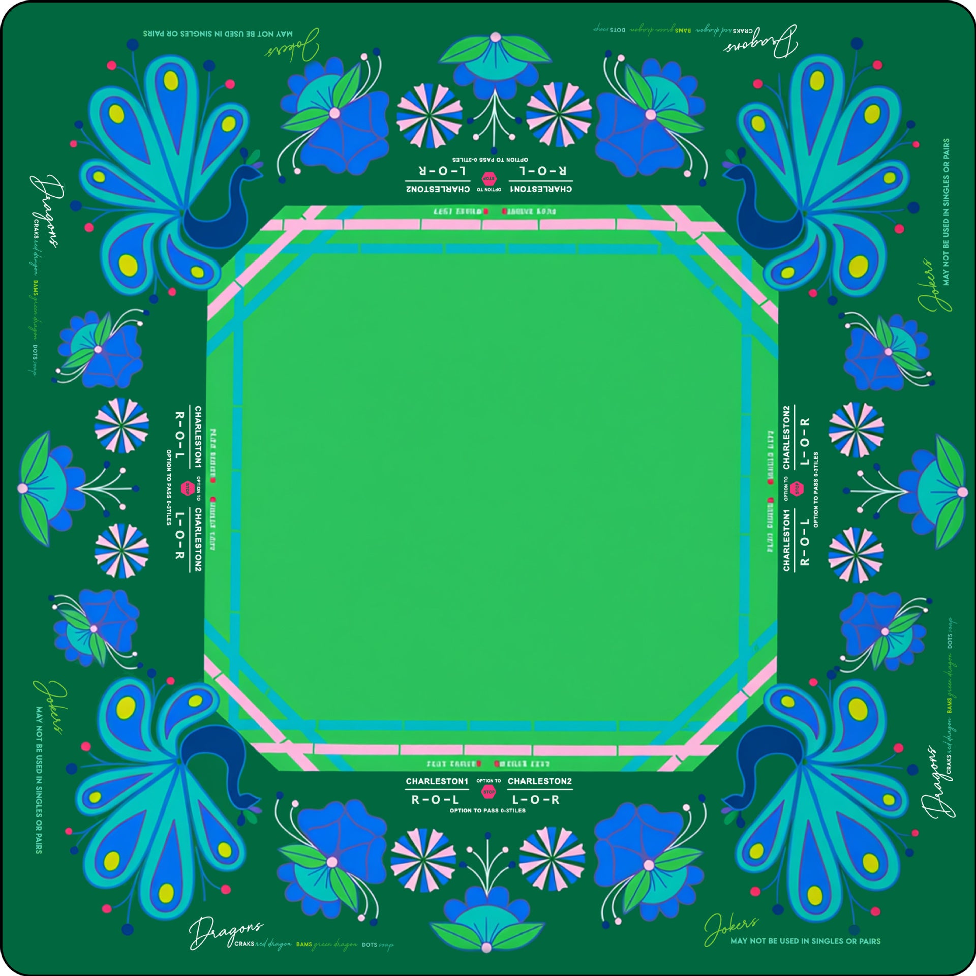 Die Smaragd-Pfau Mahjong-Matte
