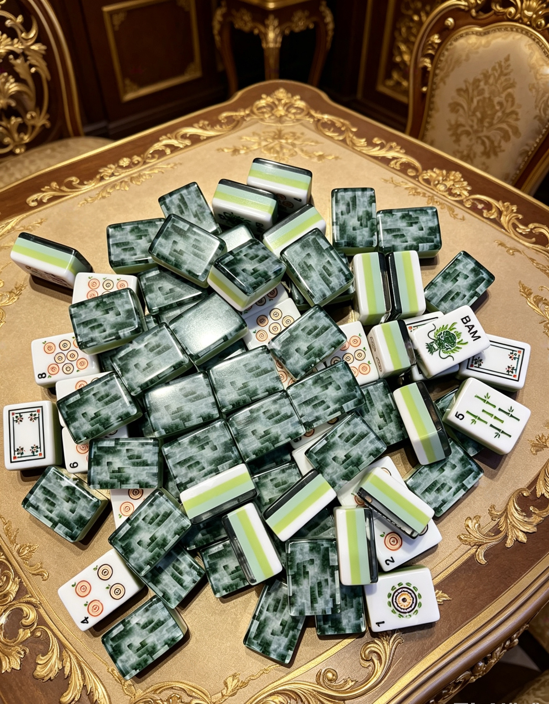 Jade Camo Mahjong Tile Set