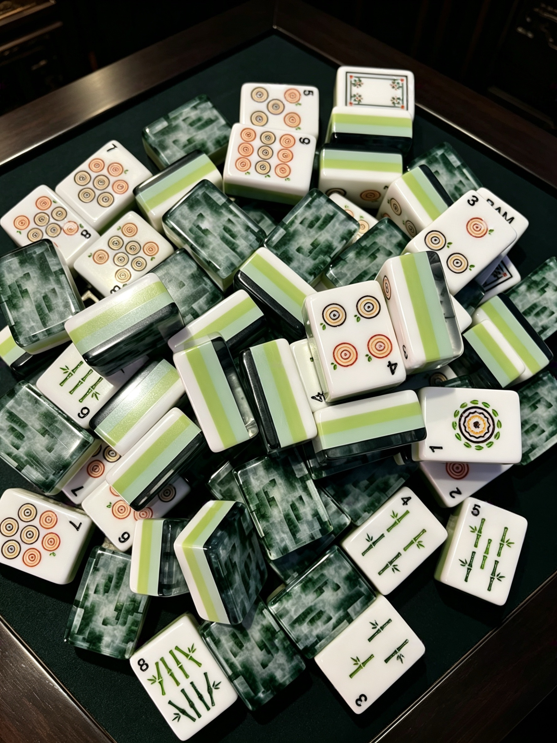 Jade Camo Mahjong Tile Set