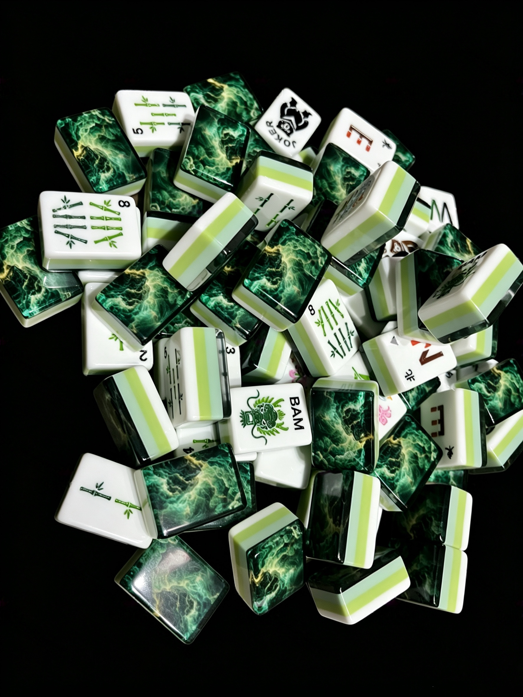 Emerald Storm Mahjong Tile Set