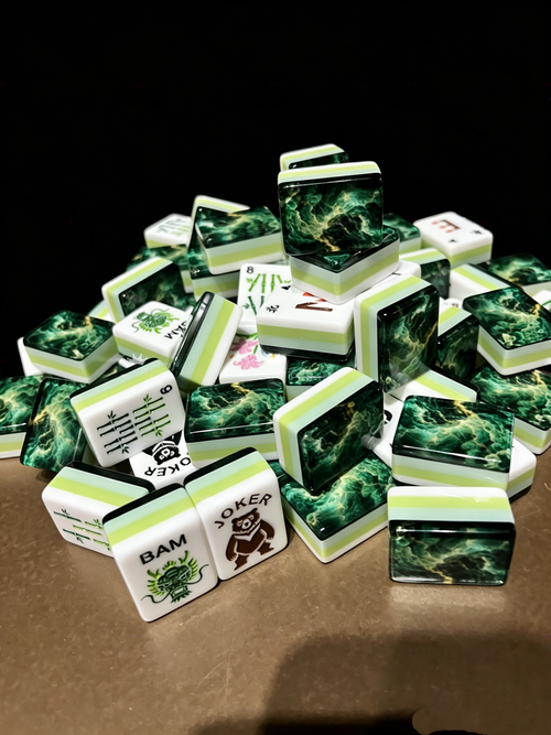 Emerald Storm Mahjong Tile Set