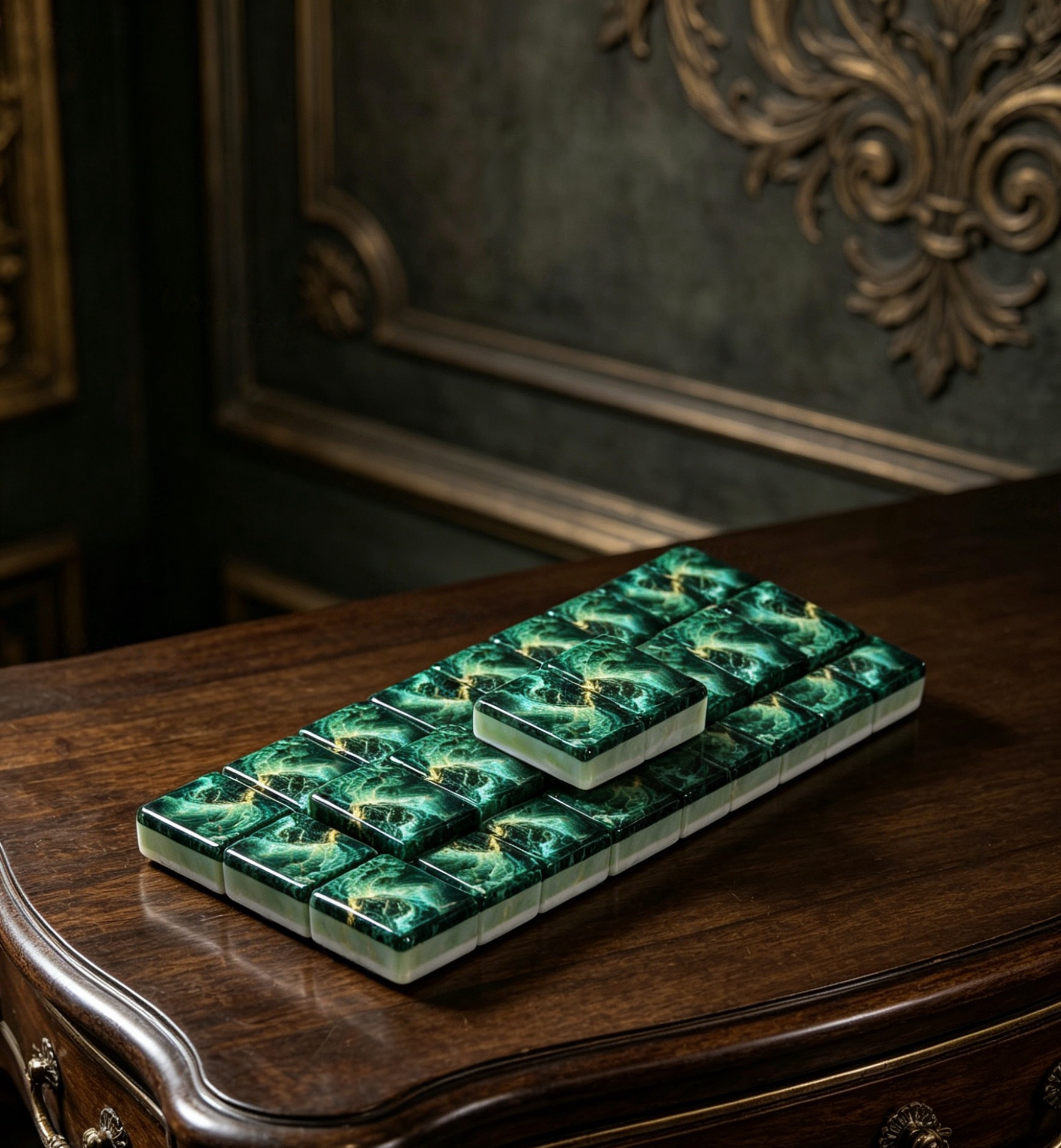 Emerald Storm Mahjong Tile Set