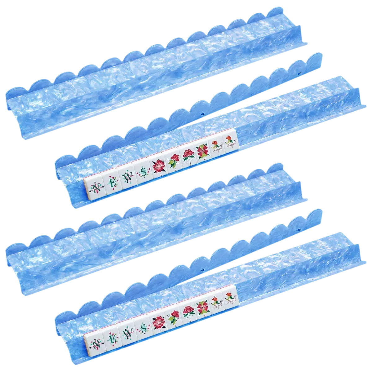 The Scalloped Capri Blue Luxury Acrylic Mahjong Racks & Pushers (Set of ...