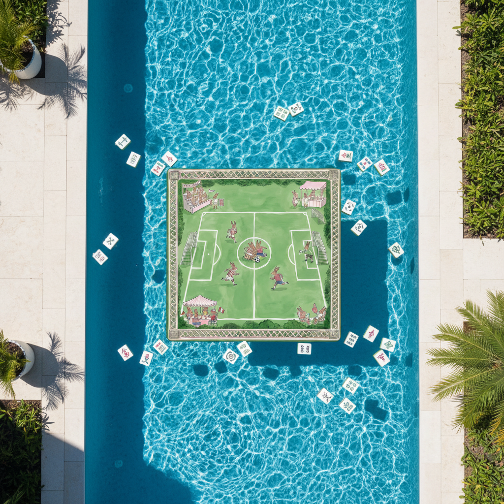 Pool Floating Mahjong Scene